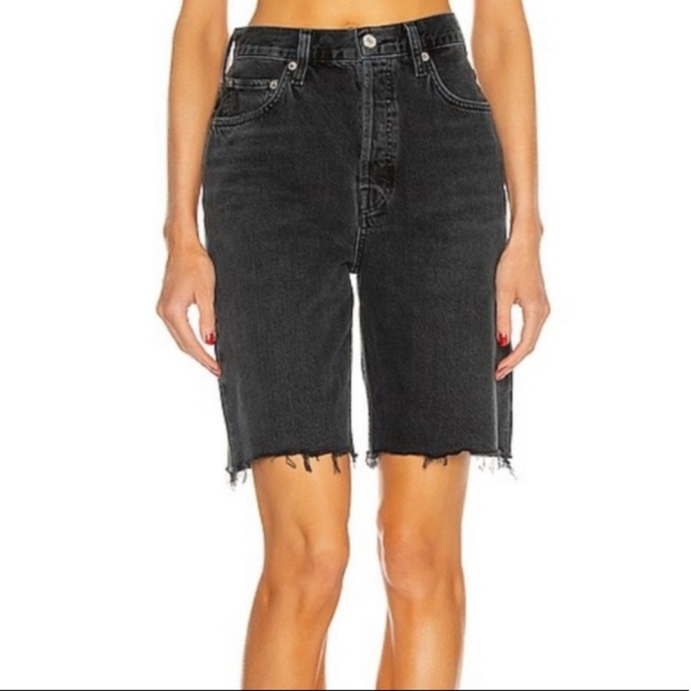 NWOT AGOLDE 90's Shorts - Black frayed hem High Waisted Size 25